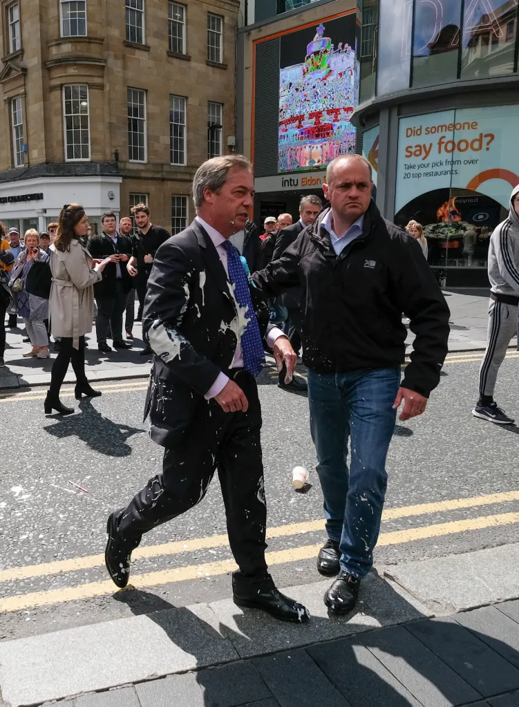 Pride festival criticised for ‘throw milkshake over Farage’ game