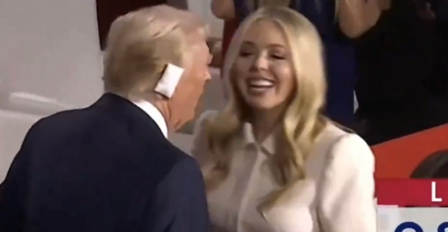 Tiffany Trump’s awkward attempt to kiss father Donald at RNC goes viral