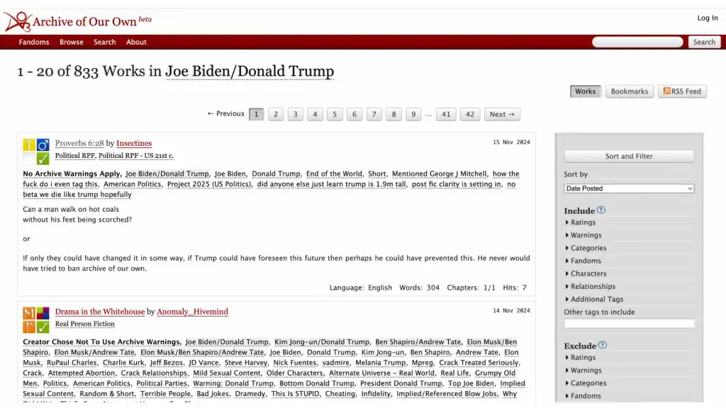 People are writing sexy Donald Trump/Joe Biden fan fiction, and we want to get off the planet