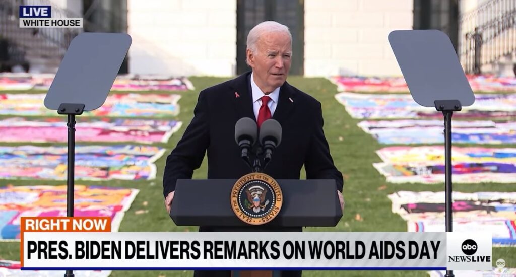 Biden Marks World AIDS Day With WH Quilt Display