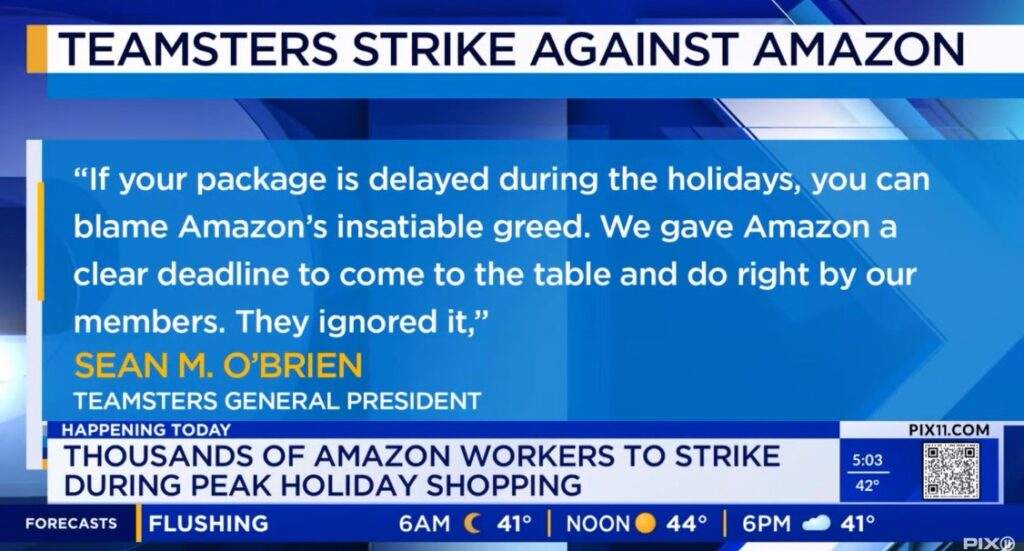 Teamsters Launch Amazon Strike At Seven Warehouses