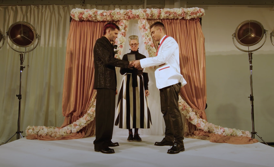 Designers Jordan Bowen & Luca Marchetto hit the runway to exchange high-fashion wedding vows